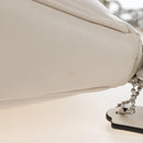 Coach Chain Teri Shoulder Bag Leather White Silver Auth am12672V-7
