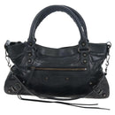 Balenciaga The First Hand Bag Leather 2way Black 103208 Auth am12679V-2