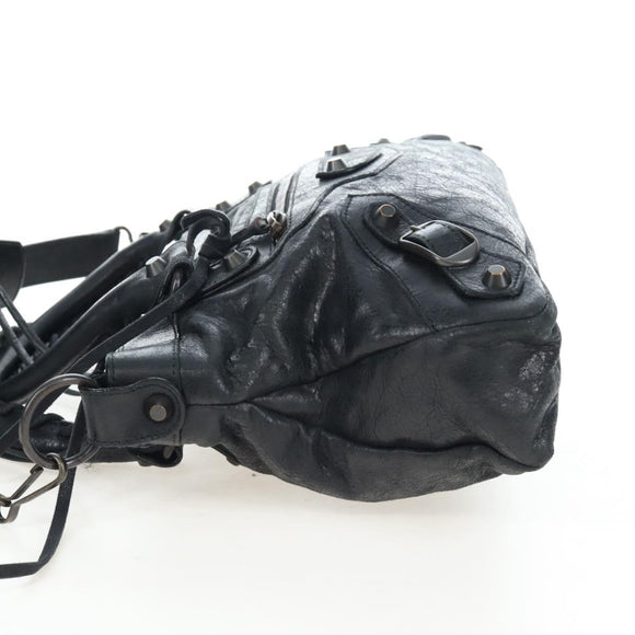 Balenciaga The First Hand Bag Leather 2way Black 103208 Auth am12679V