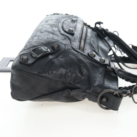 Balenciaga The First Hand Bag Leather 2way Black 103208 Auth am12679V