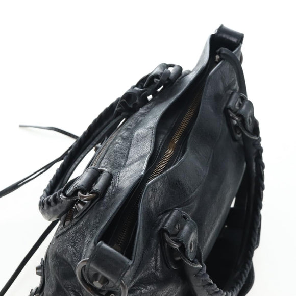 Balenciaga The First Hand Bag Leather 2way Black 103208 Auth am12679V