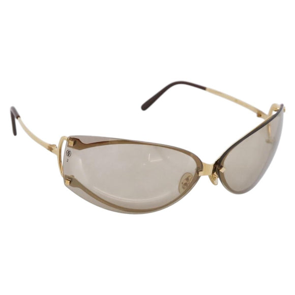 Cartier Rimless Sunglasses metal Brown Gold Auth am12681M