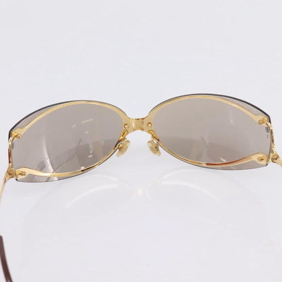 Cartier Rimless Sunglasses metal Brown Gold Auth am12681M
