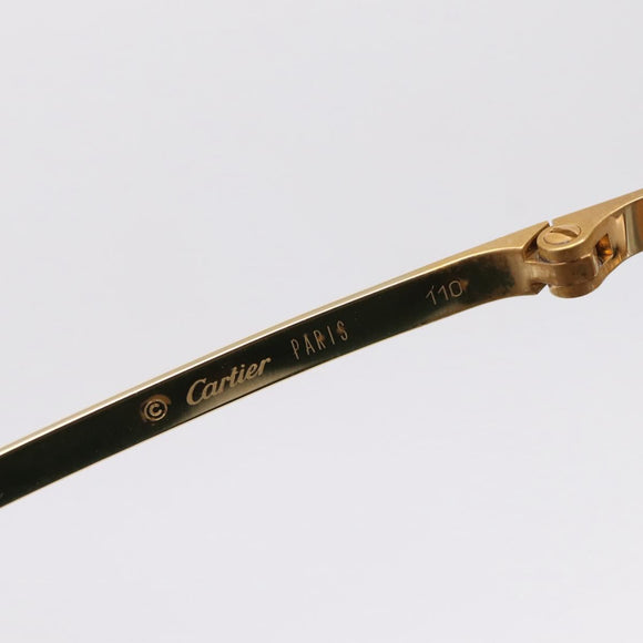 Cartier Rimless Sunglasses metal Brown Gold Auth am12681M