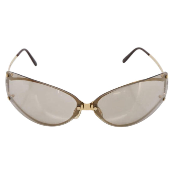 Cartier Rimless Sunglasses metal Brown Gold Auth am12681M