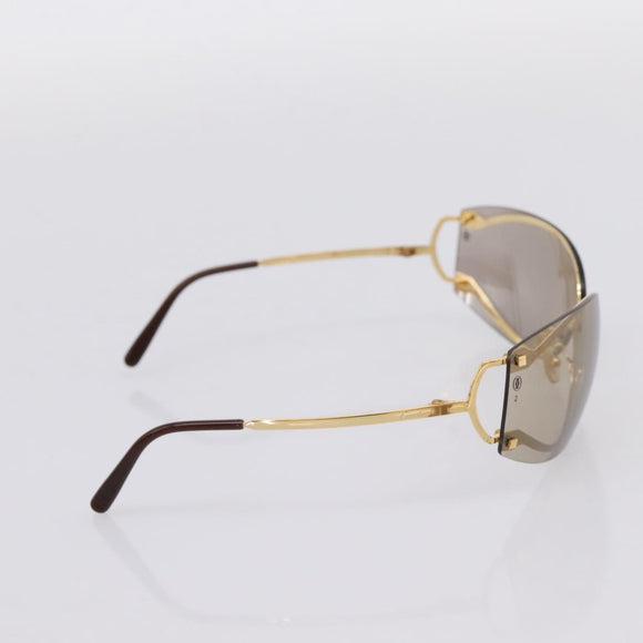 Cartier Rimless Sunglasses metal Brown Gold Auth am12681M