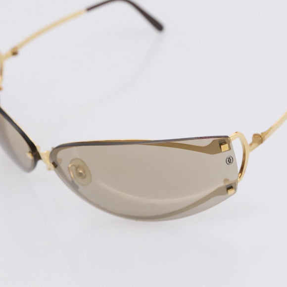 Cartier Rimless Sunglasses metal Brown Gold Auth am12681M