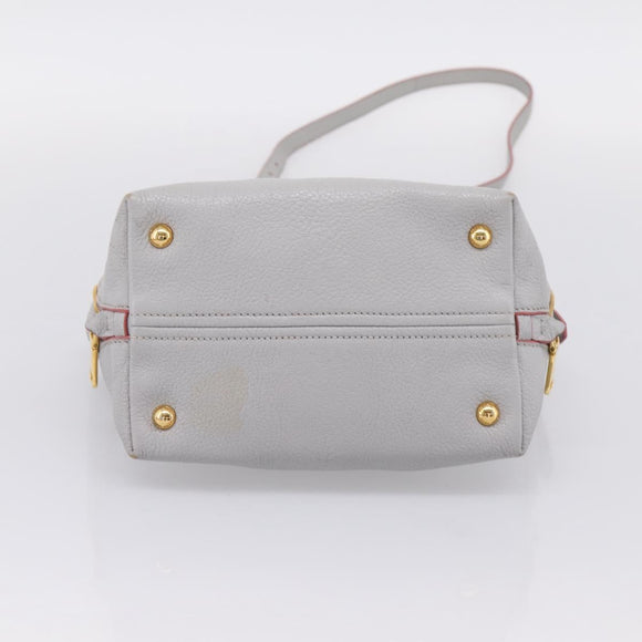 Miu Miu Madras Hand Bag Leather 2way Gray Gold Auth am12683V