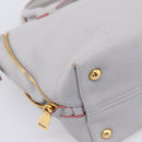Miu Miu Madras Hand Bag Leather 2way Gray Gold Auth am12683V-19