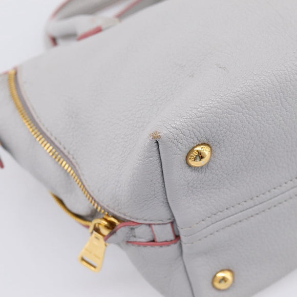 Miu Miu Madras Hand Bag Leather 2way Gray Gold Auth am12683V