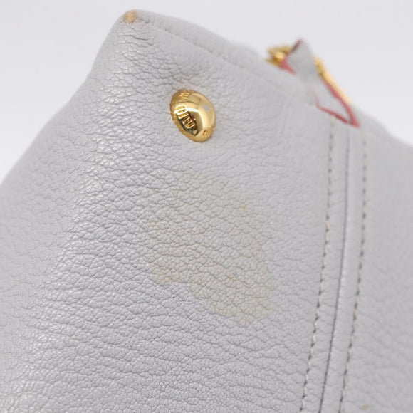 Miu Miu Madras Hand Bag Leather 2way Gray Gold Auth am12683V