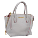 Miu Miu Madras Hand Bag Leather 2way Gray Gold Auth am12683V-1