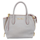 Miu Miu Madras Hand Bag Leather 2way Gray Gold Auth am12683V-13