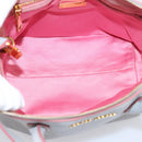 Miu Miu Madras Hand Bag Leather 2way Gray Gold Auth am12683V-10
