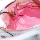 Miu Miu Madras Hand Bag Leather 2way Gray Gold Auth am12683V-26