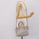 Miu Miu Madras Hand Bag Leather 2way Gray Gold Auth am12683V-29