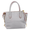 Miu Miu Madras Hand Bag Leather 2way Gray Gold Auth am12683V-2