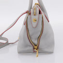 Miu Miu Madras Hand Bag Leather 2way Gray Gold Auth am12683V-4