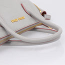 Miu Miu Madras Hand Bag Leather 2way Gray Gold Auth am12683V-7