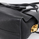 Miu Miu Front Ribbon Hand Bag Leather 2way Black Gold Auth am12684V-9