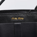 Miu Miu Front Ribbon Hand Bag Leather 2way Black Gold Auth am12684V-20