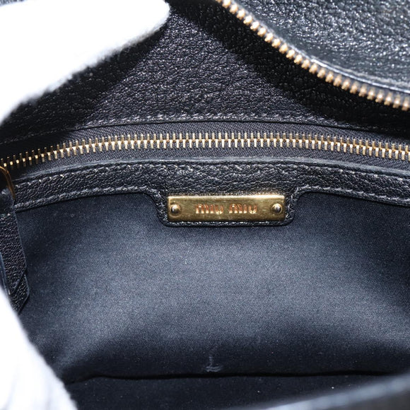 Miu Miu Front Ribbon Hand Bag Leather 2way Black Gold Auth am12684V