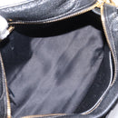 Miu Miu Front Ribbon Hand Bag Leather 2way Black Gold Auth am12684V-11