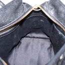 Miu Miu Front Ribbon Hand Bag Leather 2way Black Gold Auth am12684V-22