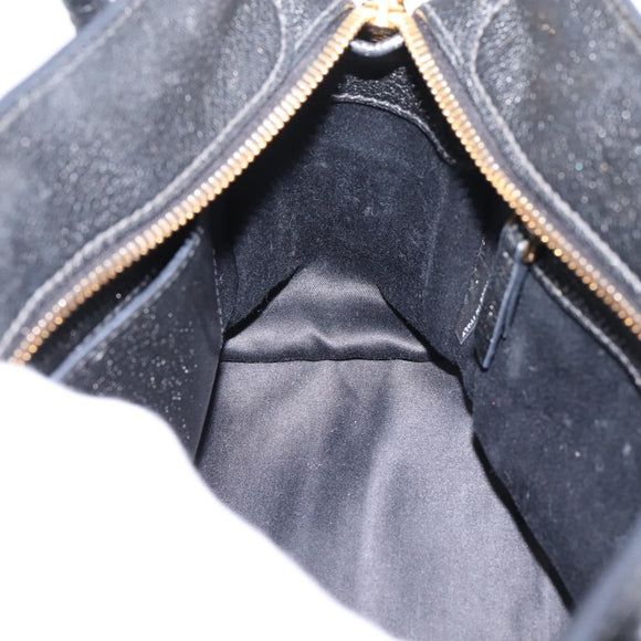 Miu Miu Front Ribbon Hand Bag Leather 2way Black Gold Auth am12684V