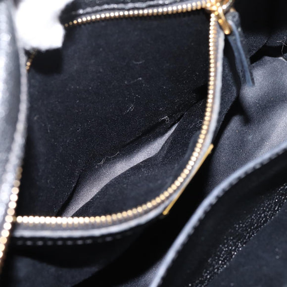 Miu Miu Front Ribbon Hand Bag Leather 2way Black Gold Auth am12684V