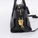 Miu Miu Front Ribbon Hand Bag Leather 2way Black Gold Auth am12684V-3