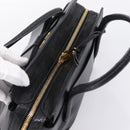 Miu Miu Front Ribbon Hand Bag Leather 2way Black Gold Auth am12684V-6