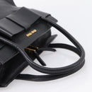 Miu Miu Front Ribbon Hand Bag Leather 2way Black Gold Auth am12684V-7