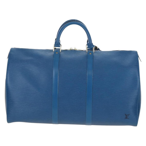 LOUIS VUITTON Epi Keepall 50 Boston Bag Blue M42965 LV Auth am12687V