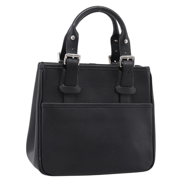 BURBERRY Hand Bag Leather Black Silver Auth am12688V