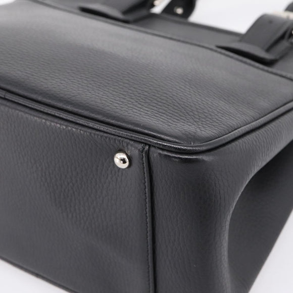 BURBERRY Hand Bag Leather Black Silver Auth am12688V