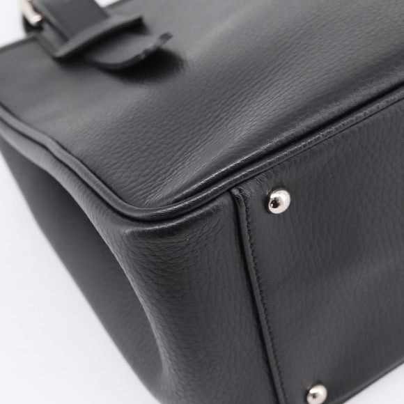 BURBERRY Hand Bag Leather Black Silver Auth am12688V