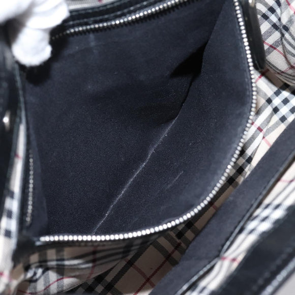 BURBERRY Hand Bag Leather Black Silver Auth am12688V
