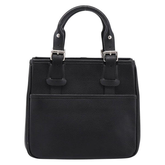 BURBERRY Hand Bag Leather Black Silver Auth am12688V