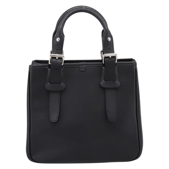 BURBERRY Hand Bag Leather Black Silver Auth am12688V