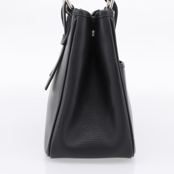 BURBERRY Hand Bag Leather Black Silver Auth am12688V