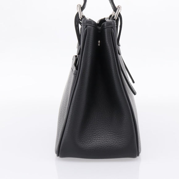 BURBERRY Hand Bag Leather Black Silver Auth am12688V