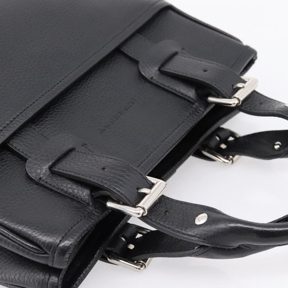BURBERRY Hand Bag Leather Black Silver Auth am12688V