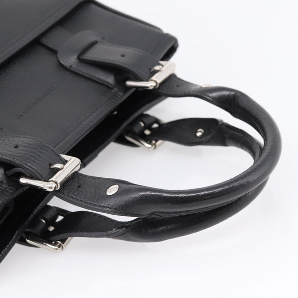 BURBERRY Hand Bag Leather Black Silver Auth am12688V