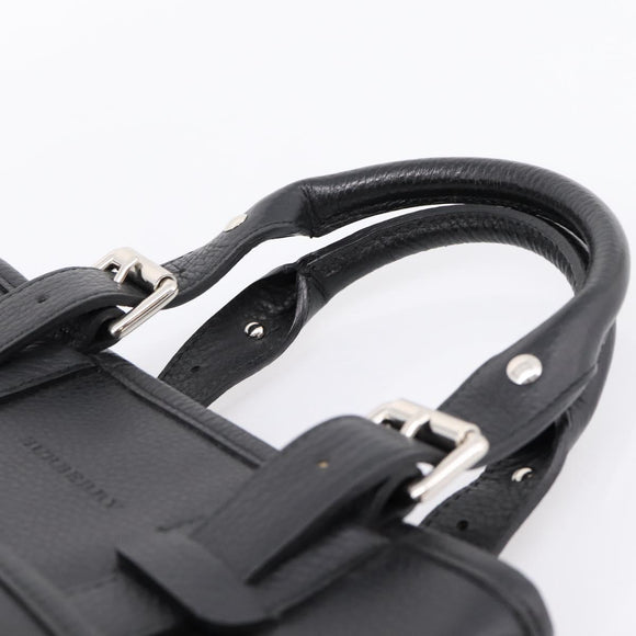 BURBERRY Hand Bag Leather Black Silver Auth am12688V