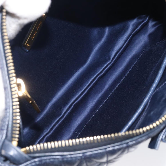 Miu Miu Matelasse Shoulder Hand Bag Leather Blue Gold RR1937 Auth am12690V
