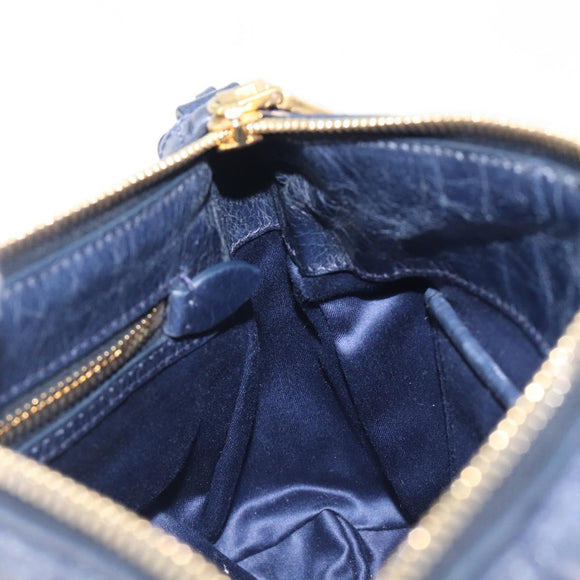 Miu Miu Matelasse Shoulder Hand Bag Leather Blue Gold RR1937 Auth am12690V