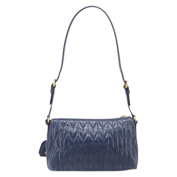 Miu Miu Matelasse Shoulder Hand Bag Leather Blue Gold RR1937 Auth am12690V