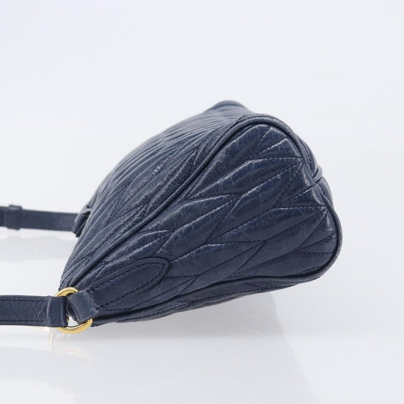 Miu Miu Matelasse Shoulder Hand Bag Leather Blue Gold RR1937 Auth am12690V