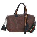 ETRO Paisley Fringe Hand Bag Nylon 2way Bordeaux Silver Auth am12692V-1